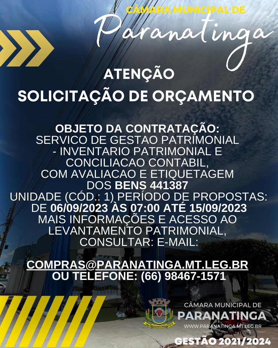 Publicação de Solicitação de Orçamento (SERVICO DE GESTAO PATRIMONIAL)